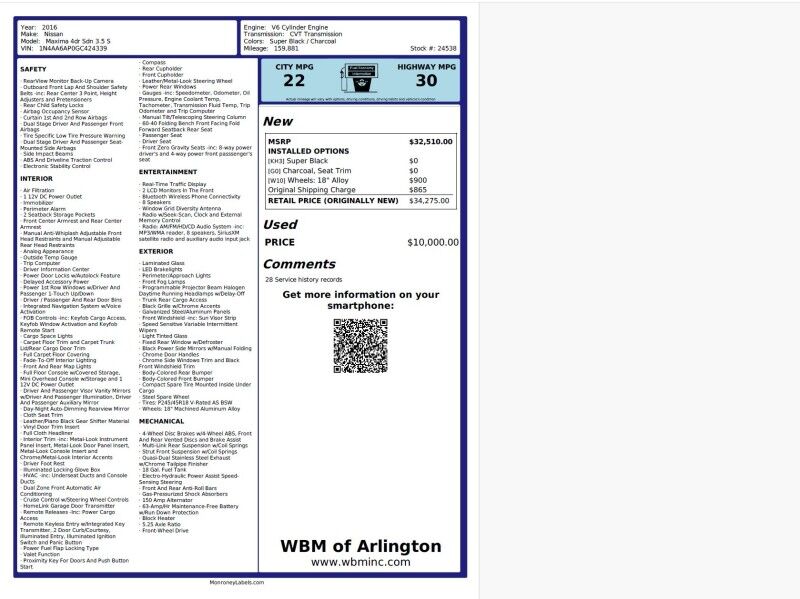 2016 Nissan Maxima 3.5 S