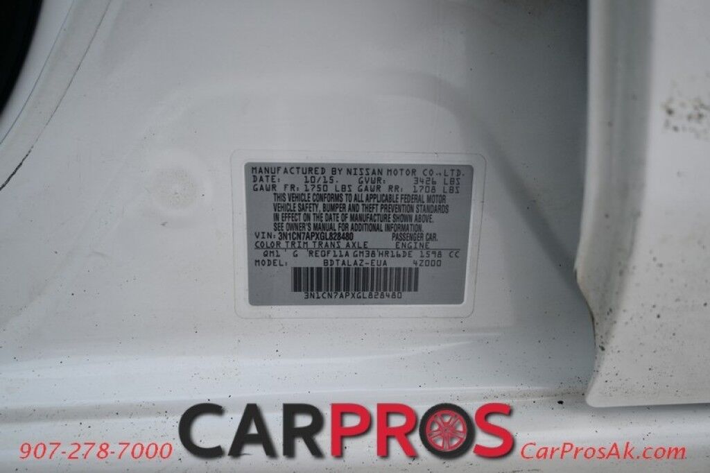 2016 Nissan Versa S - 1.6L - Automatic - Cruise Control - Bluetooth - Fuel Efficient 40 MPG - Low Miles Anchorage AK