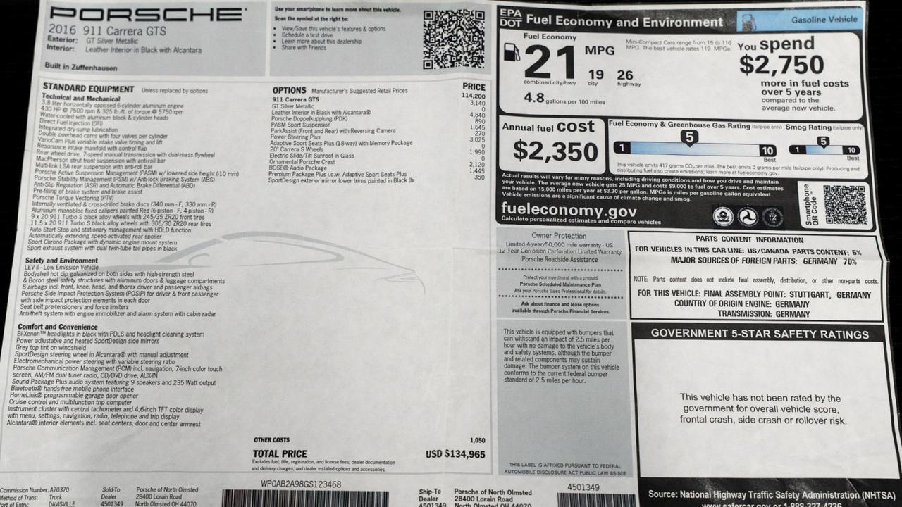 2016 Porsche 911 Carrera GTS Franklin TN