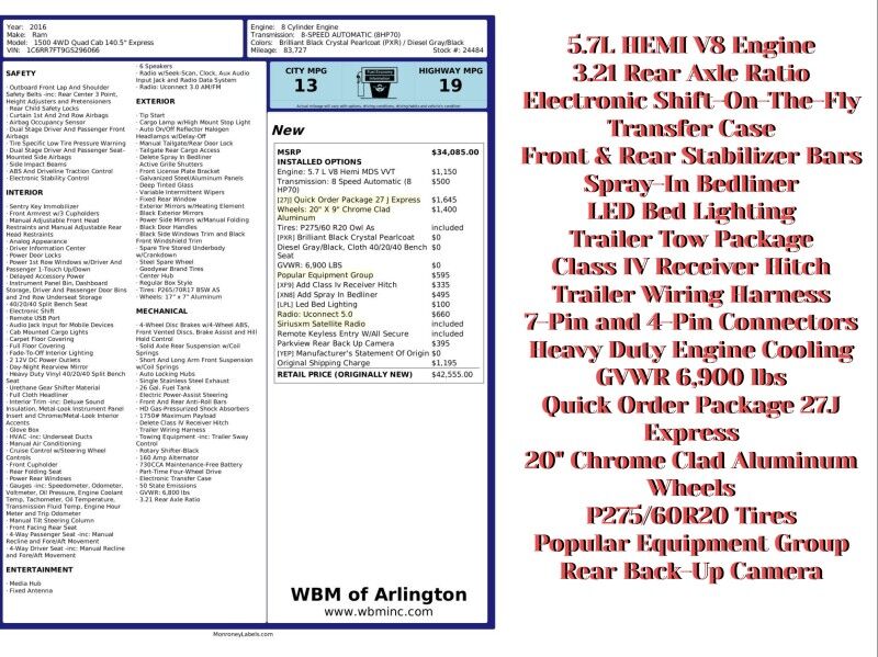 2016 Ram 1500 Express Quad Cab 4WD