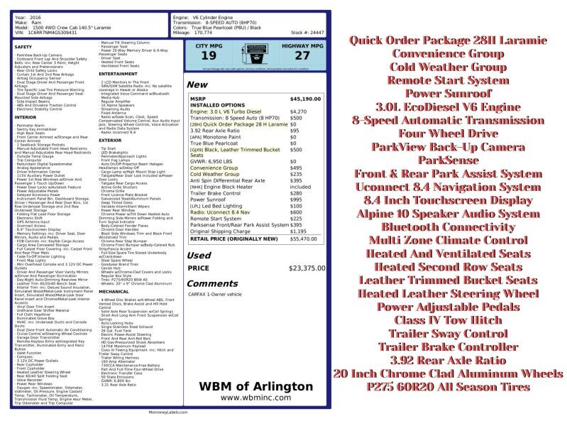 2016 Ram 1500 Laramie Crew Cab 4WD