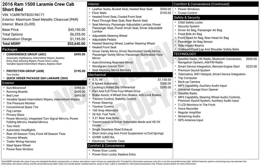 2016 Ram 1500 Laramie OR