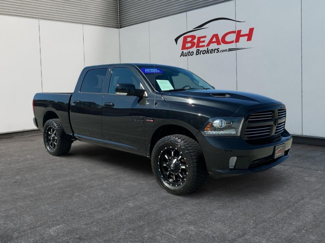 2016 Ram 1500 Sport, HEATED SEATS, HEATED STEERING WHEEL, FUEL WHEELS, TOW PACKAGE, BED LINER, UNIVERSAL GARAGE DOOR OPENER, BACKUP CAMERA, POWER/HEATED MIRRORS, BLUETOOTH, AUX, ONLY 1 OWNER, LOW MILES!
