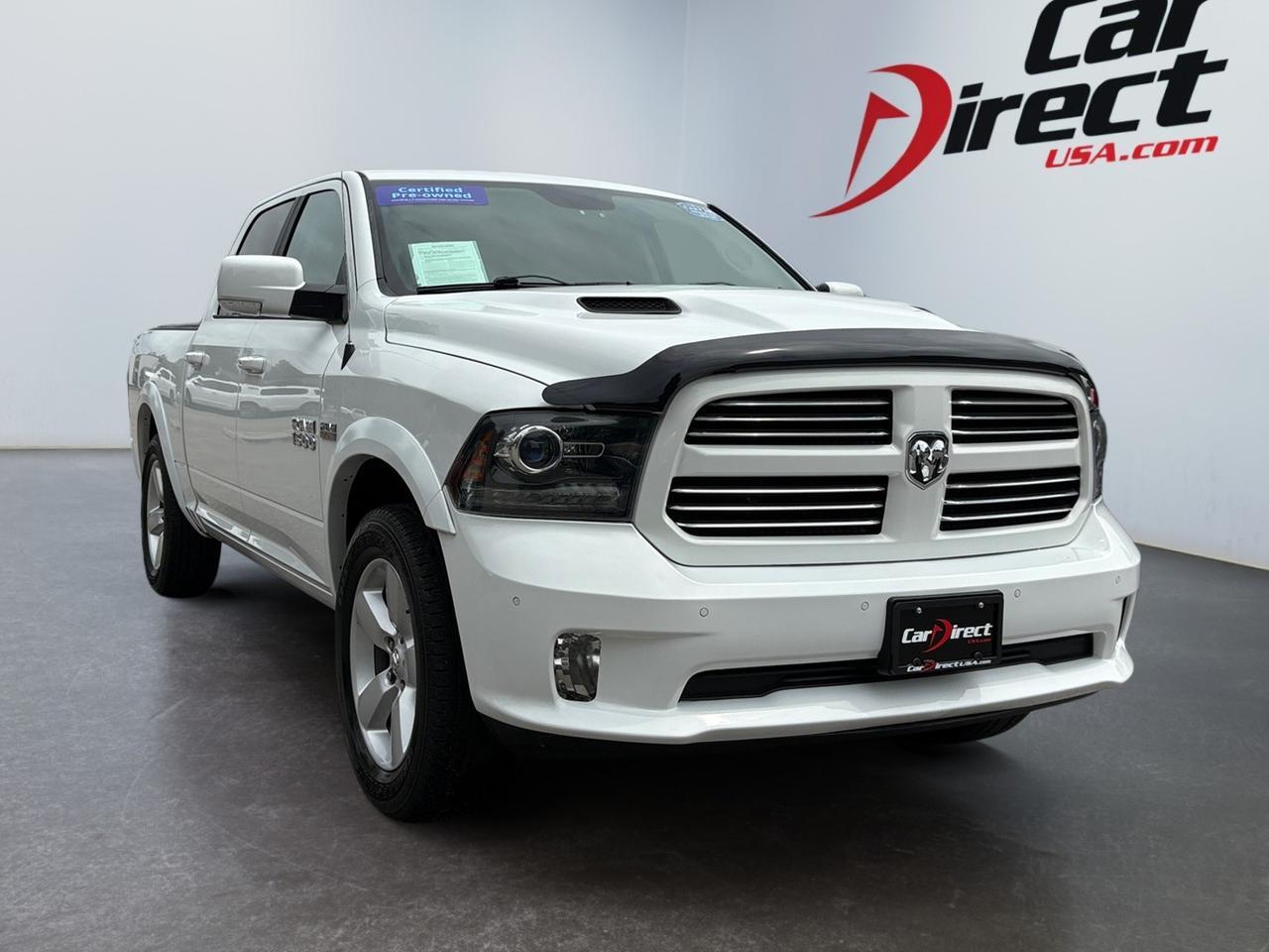 2016 Ram 1500 Sport, TOW PACKAGE, BED LINER, SOFT TONNEAU COVER, HEATED & VENTILATED SEATS, BACKUP CAMERA WITH PARKING SENSORS, REMOTE START, NAVIGATION, REAR POWER SLIDING WINDOW, ONLY 88K MILES, CLEAN CARFAX, THIS RAM IS LIKE BRAND NEW!