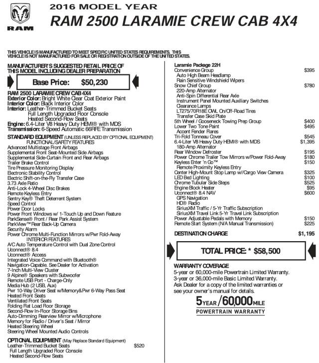 2016 Ram 2500 Laramie 4X4 / 6.4L V8 / Cooled Seats / 5th Wheel! High Point NC