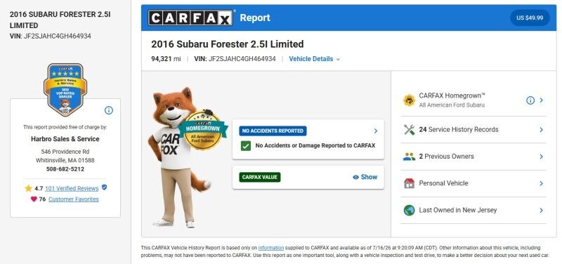 2016 Subaru Forester 2.5i Limited Whitinsville MA
