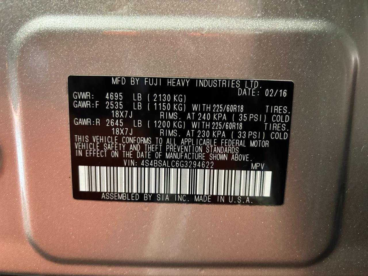 2016 Subaru Outback 2.5i Limited Franklin OH