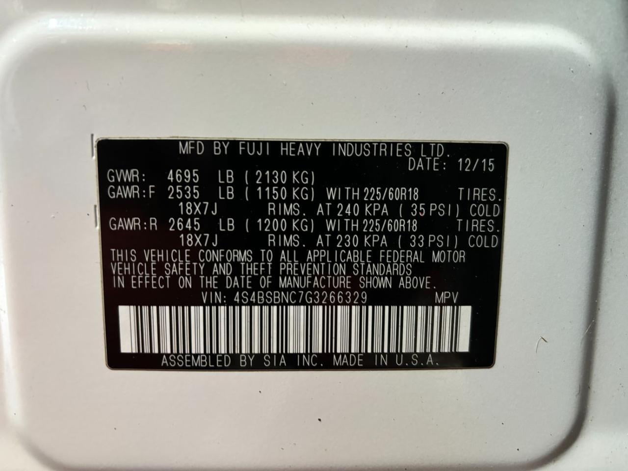 2016 Subaru Outback Limited Franklin OH