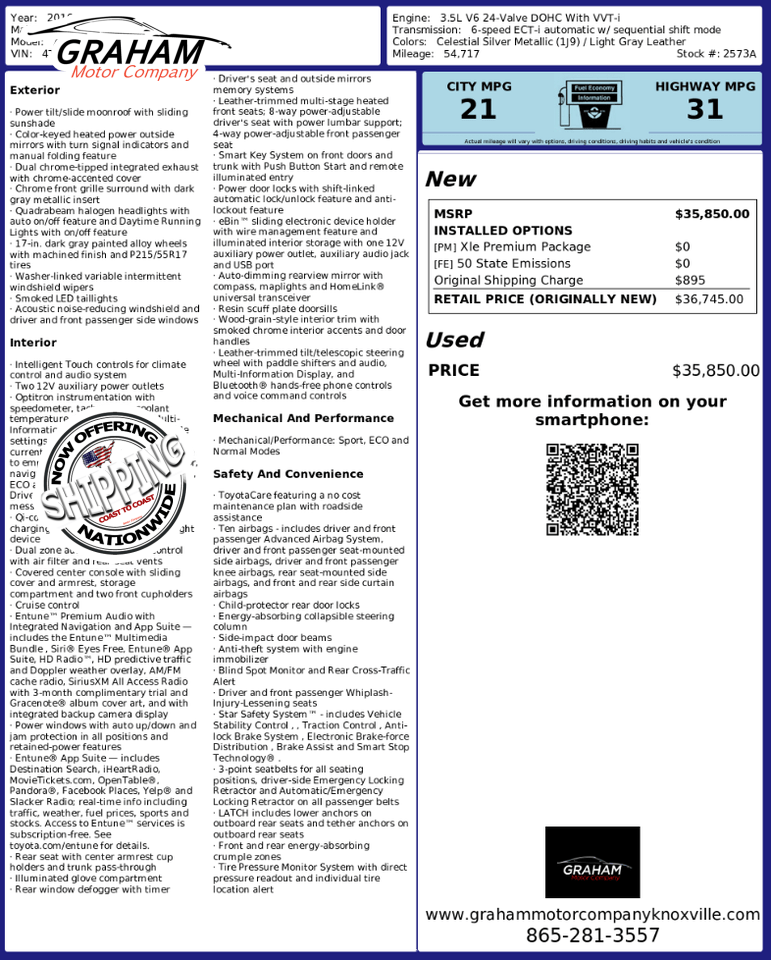 2016 Toyota Avalon XLE Premium