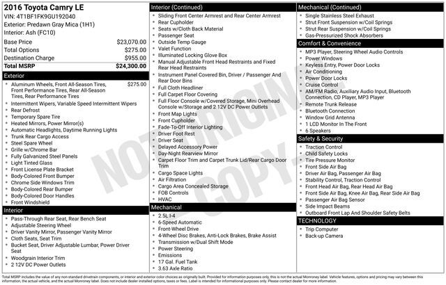 2016 Toyota Camry XLE Raleigh NC