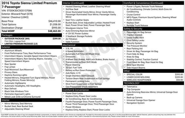 2016 Toyota Sienna Limited Premium Raleigh NC