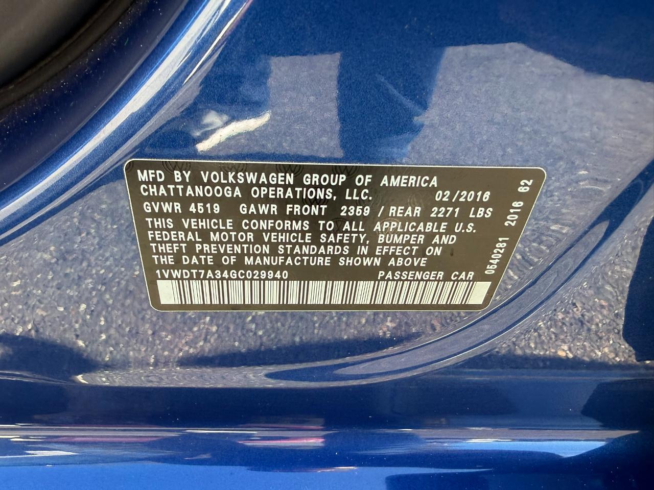 2016 Volkswagen Passat 4dr Sdn 1.8T Auto R-Line PZEV Jacksonville FL