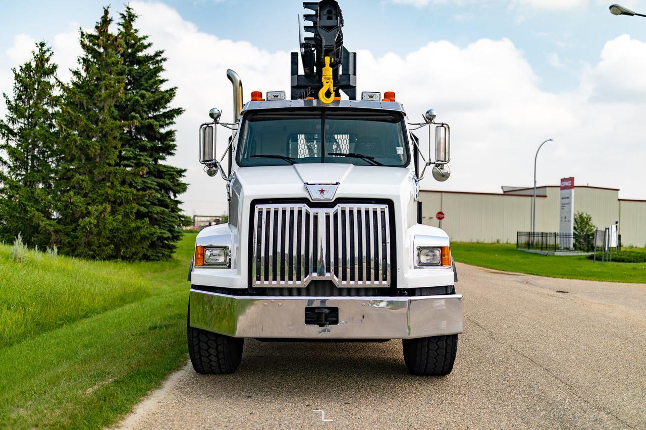 2016 Western Star 4700 SB Daycab Tridrive Deck Picker Crane Diesel Red Deer AB
