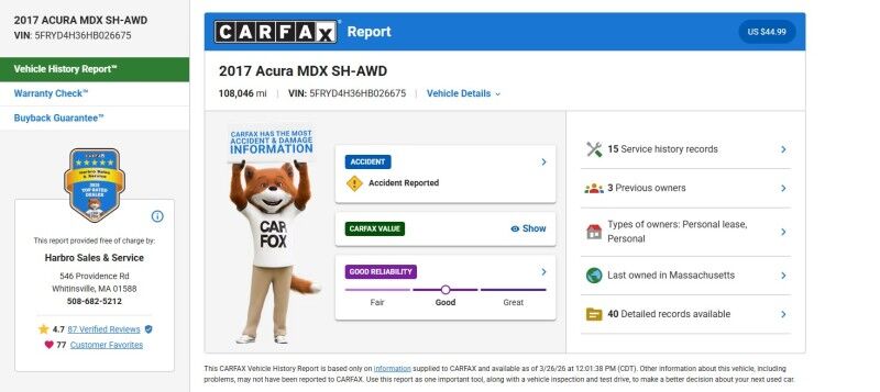 2017 Acura MDX - LOCAL TRADE IN - GOOD SERVICE HISTORY Whitinsville MA