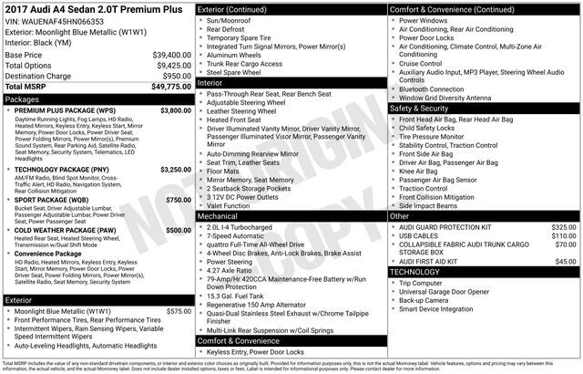 2017 Audi A4 2.0T Premium Plus Raleigh NC