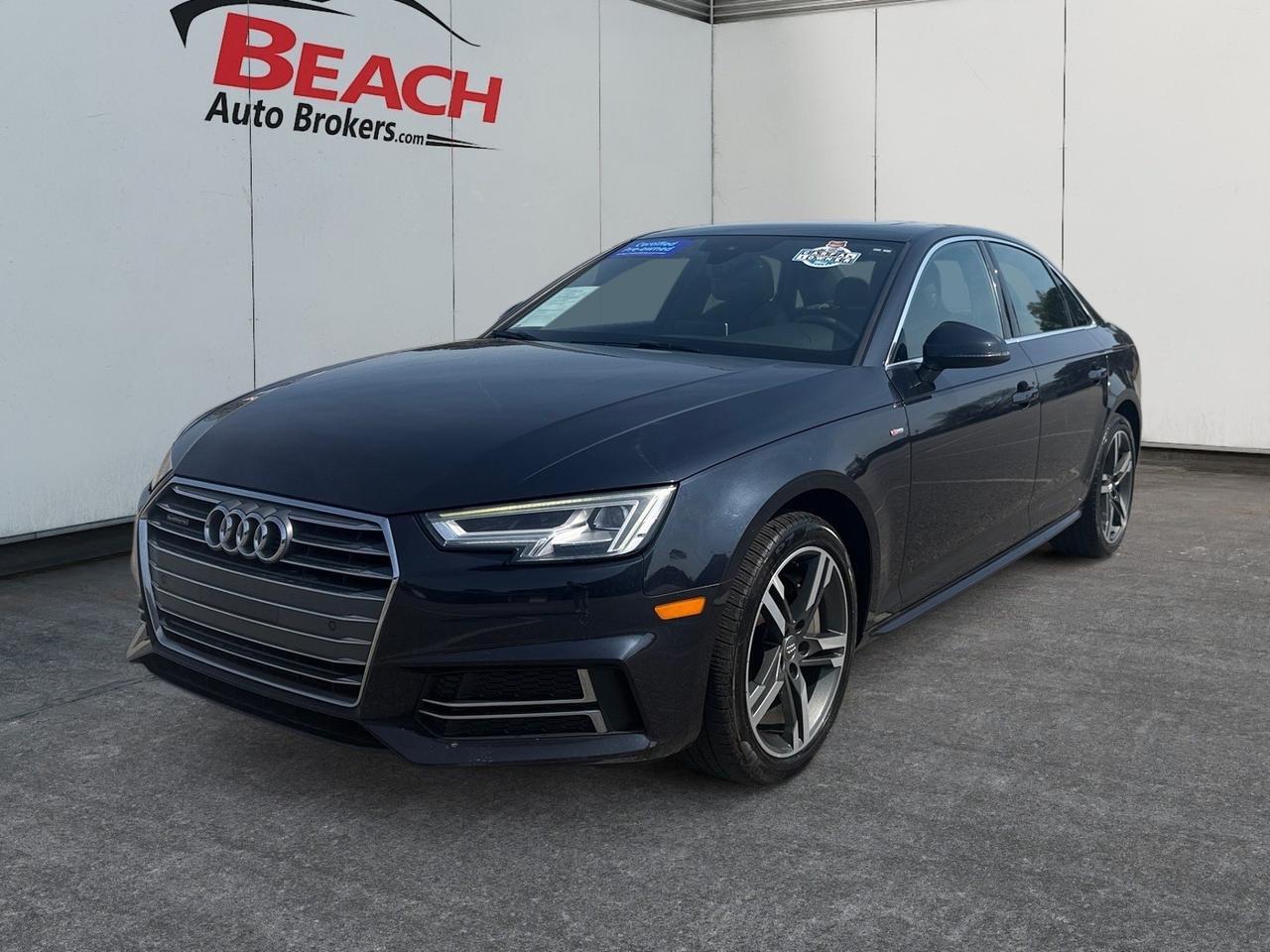 2017 Audi A4, Premium Plus, APPLE CARPLAY, ANDROID AUTO, SUNROOF, HEATED FRONT/BACK SEATS, UNIVERSAL GARAGE DOOR OPENER, POWER MIRRORS, BLUETOOTH, ONLY 1 OWNER!