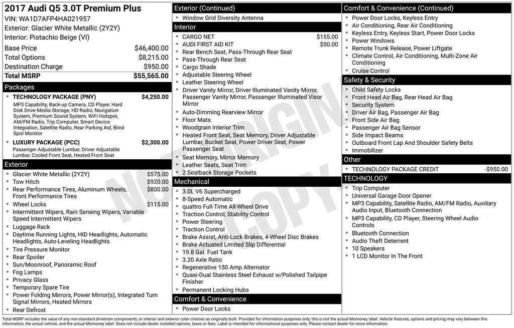 2017 Audi Q5 3.0T Premium Plus OR