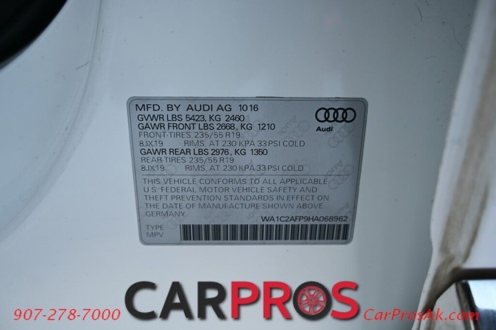 2017 Audi Q5 Quattro Premium - All Wheel Drive - Front Power Leather Heated Seats - Keyless Entry w/ Push To Start - Fog Lights - Navigation & Convenience Pkg - Bluetooth - Backup Camera - Universal Garage Opener - Panoramic Moonroof - 1 Owner Anchorage AK