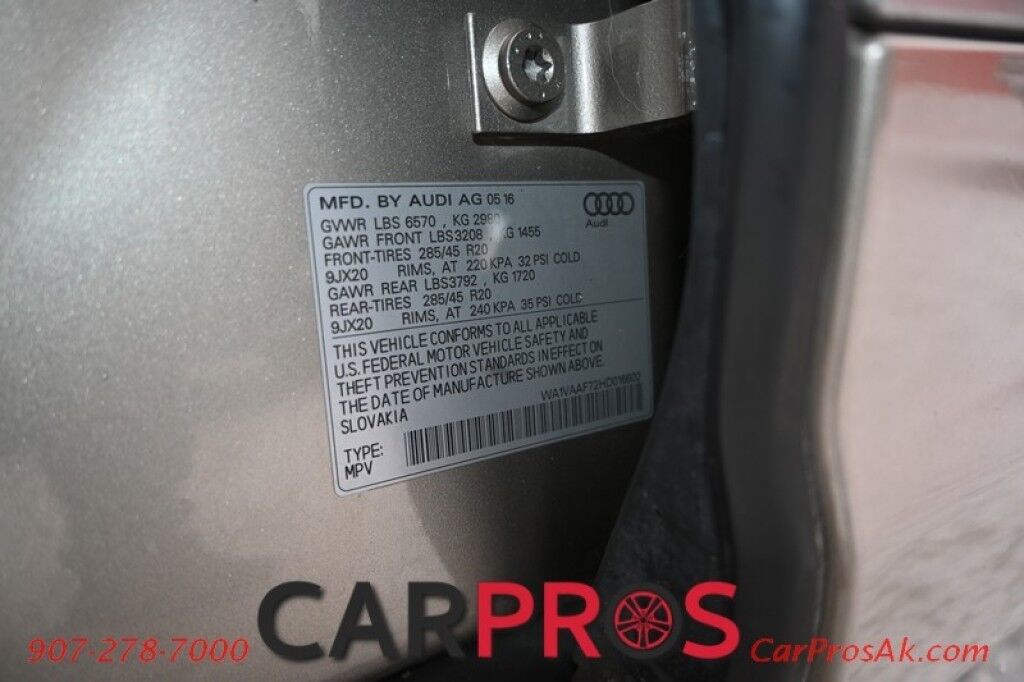 2017 Audi Q7 3.0T Quattro Prestige Supercharged - AWD - Heated & Cooled Front Leather Seats - Heated Steering Wheel - 2nd Row Heated Seats - 3rd Row - Seats 7 - HUD - 4 Zone Climate Control - Panoramic Moonroof - 3D Bose Surround System - NAV - Backup Camera Anchorage AK