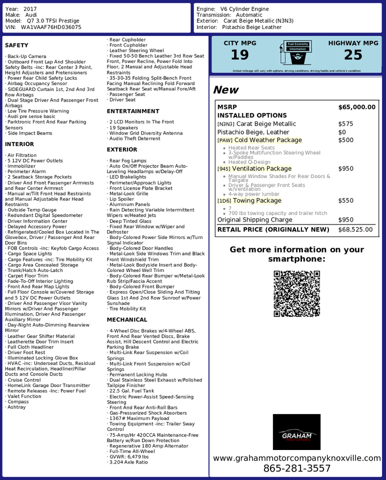 2017 Audi Q7 Prestige Knoxville TN