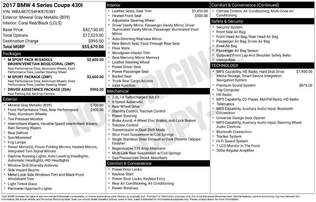 2017 BMW 4 Series 430i OR