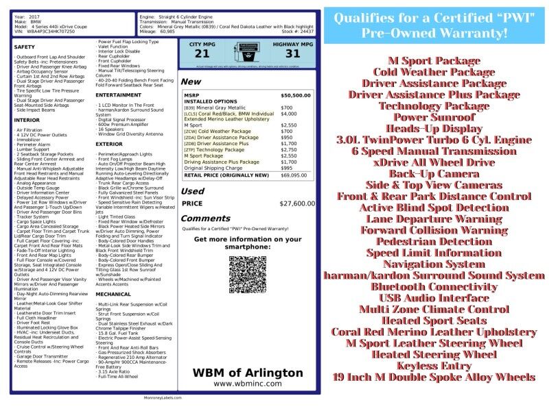 2017 BMW 4 Series 440i xDrive Coupe AWD Arlington VA