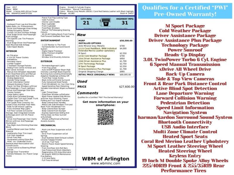 2017 BMW 4 Series 440i xDrive Coupe AWD
