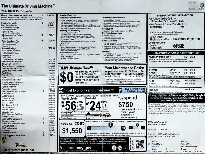 2017 BMW X5 xDrive40e iPerformance AWD Arlington VA