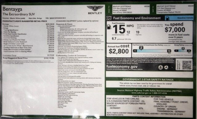 2017 Bentley Bentayga W12 ($258,115 MSRP) *ONLY 14,000 MILES* *1-OWNER SINCE NEW* *LOADED* San Diego CA