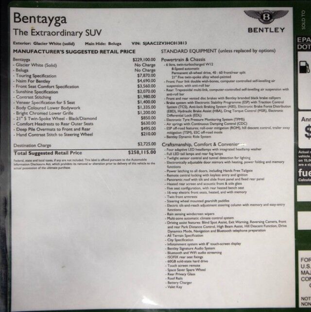 2017 Bentley Bentayga W12 ($258,115 MSRP) *ONLY 14,000 MILES* *1-OWNER SINCE NEW* *LOADED* San Diego CA