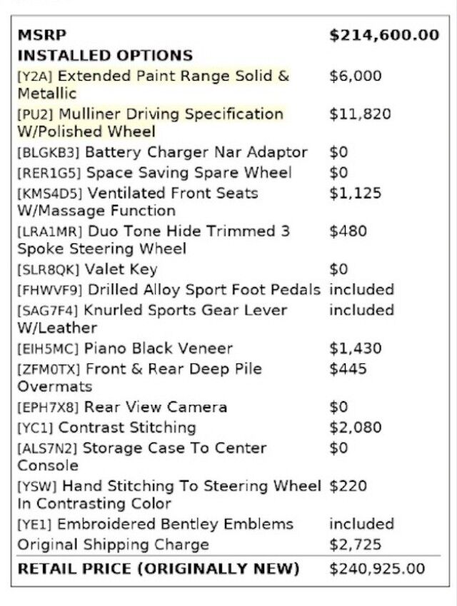 2017 Bentley Continental GT W12 ($240,925 MSRP) *MULLINER DRIVING SPEC* *ONLY 11,000 MILES* *EXTREME SILVER ON LINEN* San Diego CA