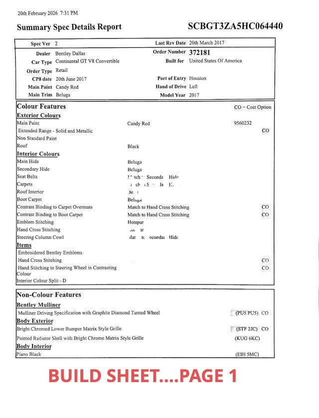 2017 Bentley Continental GTC Convertible V8 *($248,985 MSRP) *MULLINER DRIVING SPEC* *CANDY RED* *ONLY 11,000 MILES* San Diego CA