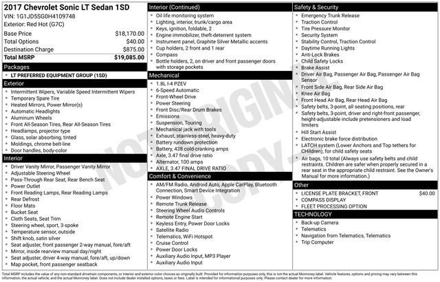 2017 Chevrolet Sonic LT Raleigh NC