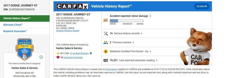 2017 Dodge Journey GT - LEATHER - SUNROOF - NAVIGATION Whitinsville MA