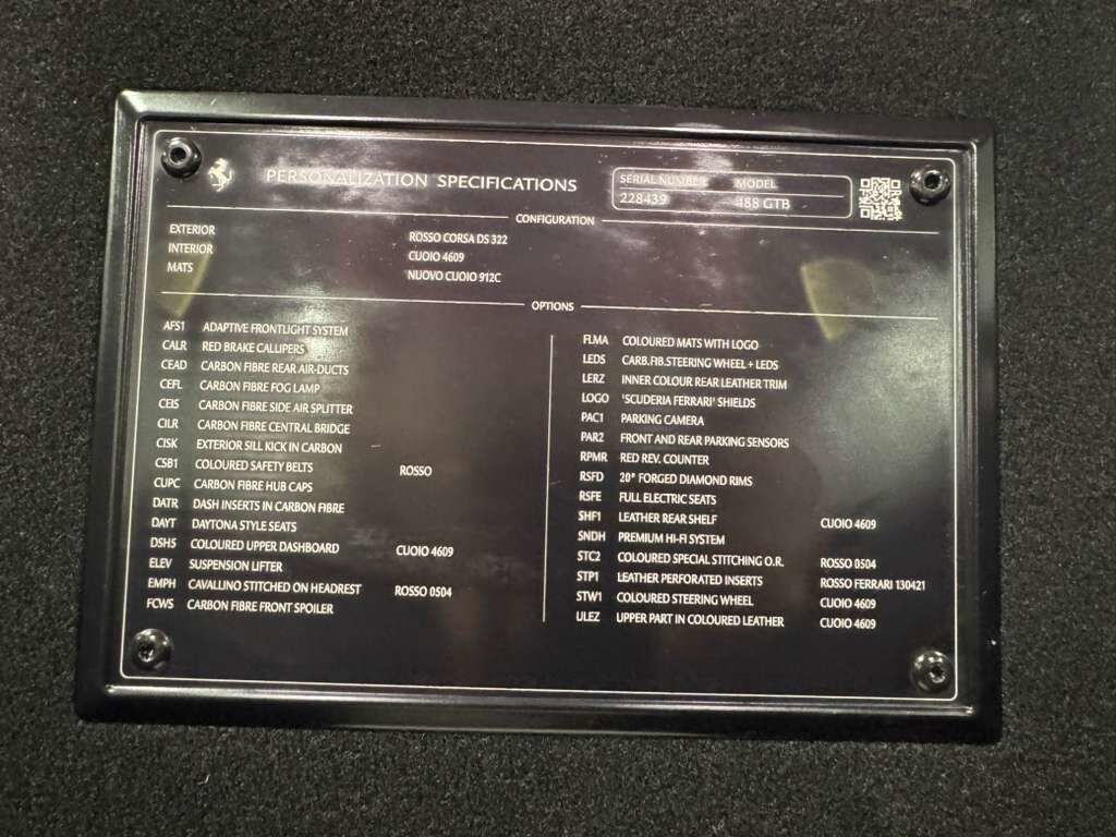 2017 Ferrari 488 GTB carbon body kit, Rosso Corsa paint, Cuoio interior, full electric seats, carbon galore & MUCH MORE!! Fort Lauderdale FL