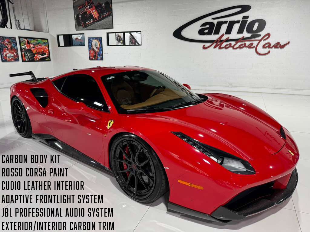 2017 Ferrari 488 GTB carbon body kit, Rosso Corsa paint, Cuoio interior, full electric seats, carbon galore & MUCH MORE!!