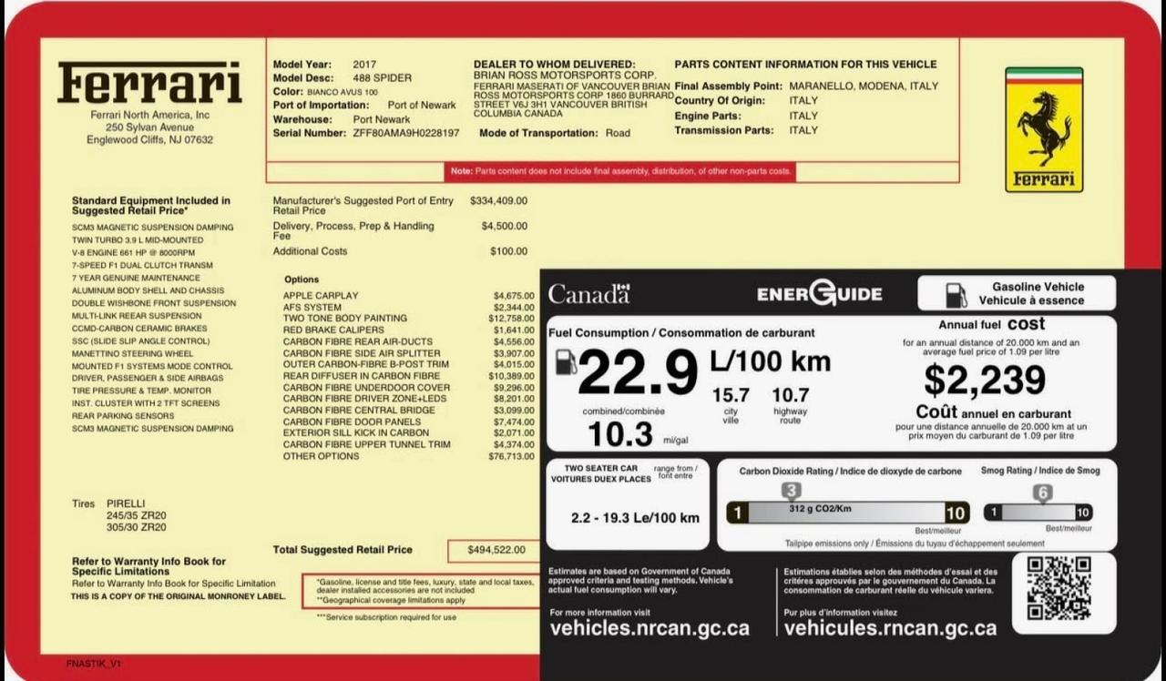 2017 Ferrari 488 Spider Highly Optioned CPO Warranty Scottsdale AZ