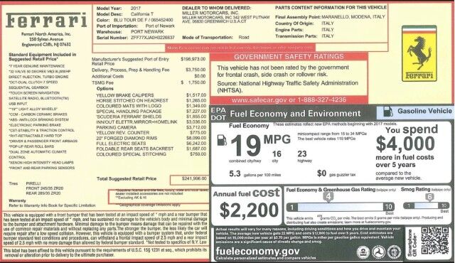 2017 Ferrari California T ($241,996 MSRP) *SPECIAL HANDLING PACKAGE* *1-OWNER* *JUST SERVI San Diego CA