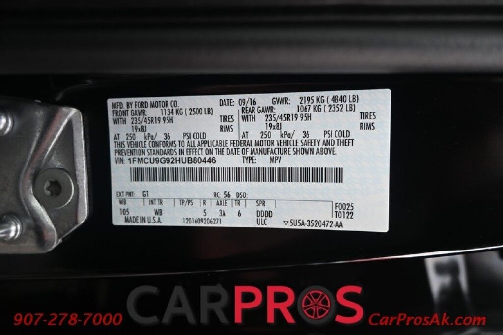 2017 Ford Escape SE - 4X4 - Technology Pkg - Sport Appearance Pkg - Blind Spot Alert - Bluetooth - AppleCarplay & Android Auto - Back Up Camera - Rear Park Sensors - Luggage Rack - Power Liftgate - Keyless Entry - Tow Pkg - Only 71K Miles - 28 MPG Anchorage AK