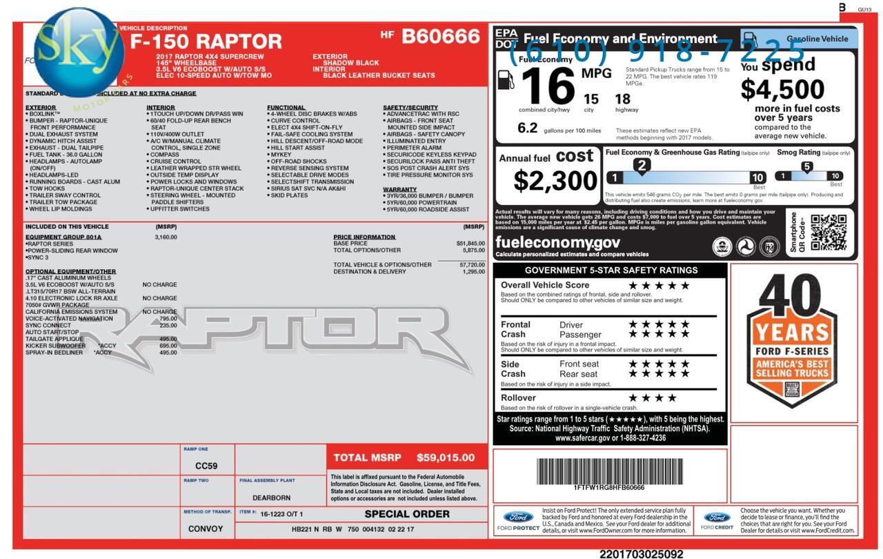2017 Ford F-150 SuperCrew 4WD Raptor