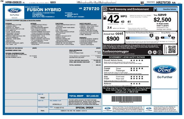 2017 Ford Fusion Hybrid Titanium Raleigh NC