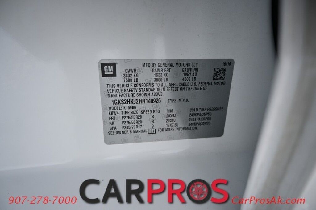 2017 GMC Yukon XL Denali - 6.2L V8 - 4X4 - Heated & Cooled Front Leather Seats - Push To Start - Auto Start - HUD - NAV - Backup Camera - Sunroof - 3rd Row - Seats 7 - Rear Entertainment System - Bose Speakers - Roof Rack - Running Boards - Tow Pkg - 1 Owner Anchorage AK