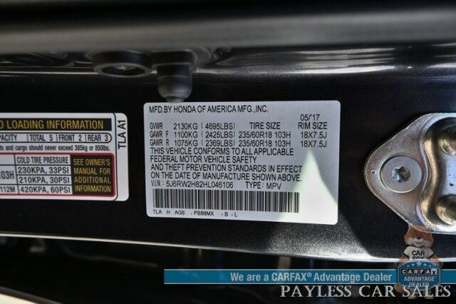 2017 Honda CR-V EX-L / AWD / Auto Start / Power & Heated Leather Seats / Sunroof / Navigation / Adaptive Cruise / Lane Watch & Blind Spot Alert / Back Up Camera / Tow Pkg / Only 41K Miles Anchorage AK