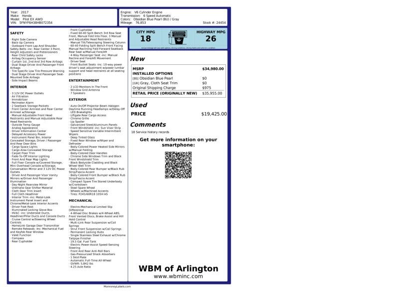 2017 Honda Pilot EX AWD Arlington VA