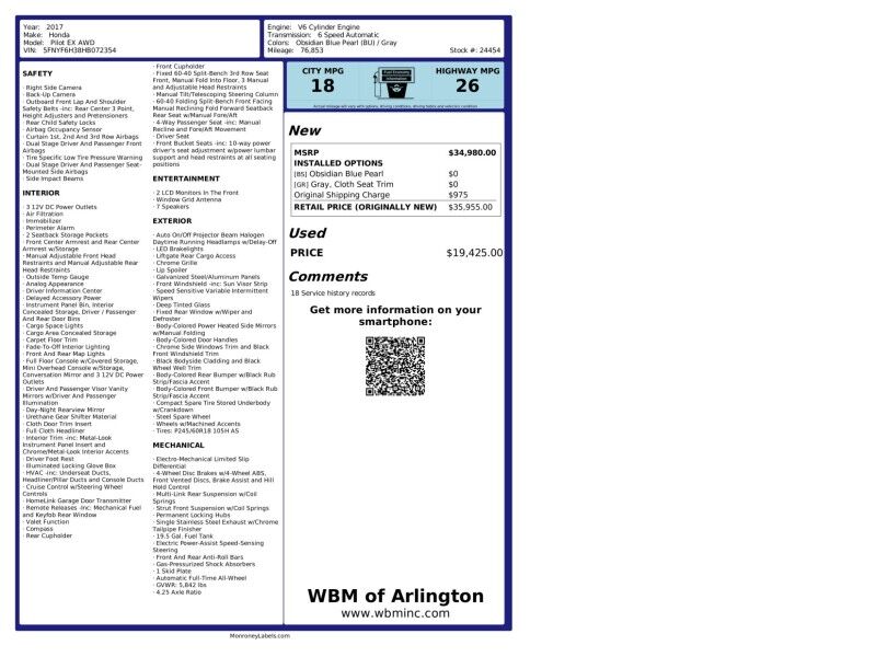 2017 Honda Pilot EX AWD Arlington VA