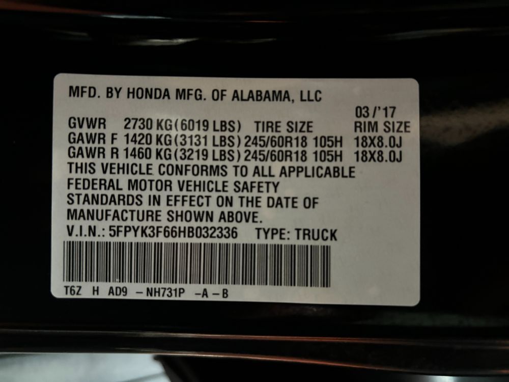 2017 Honda Ridgeline RTL-T Franklin OH