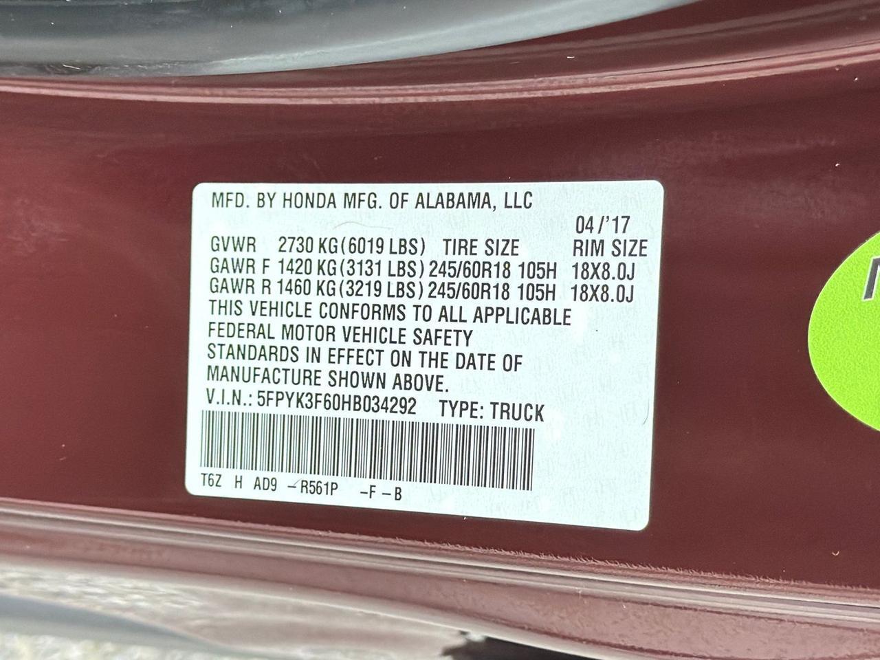 2017 Honda Ridgeline RTL-T Hagerstown MD