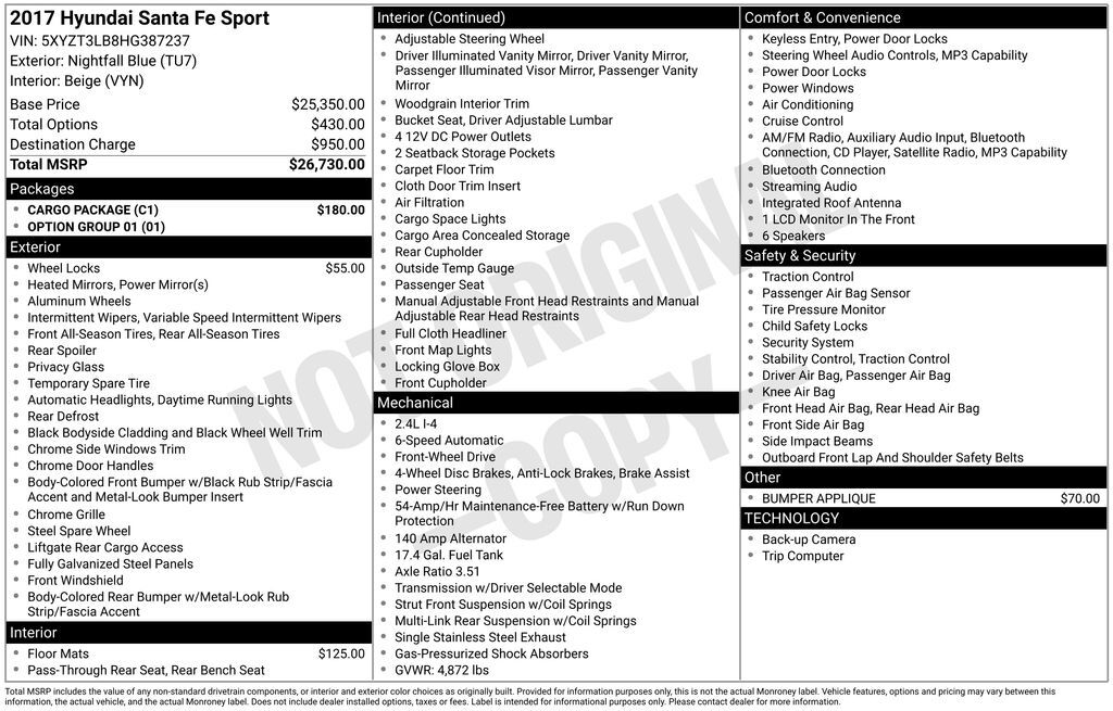 2017 Hyundai Santa Fe Sport 2.4 Base