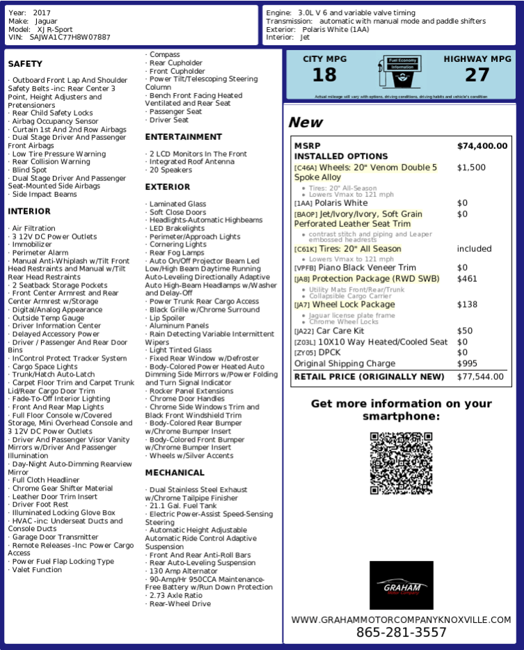2017 Jaguar XJ R-Sport Knoxville TN