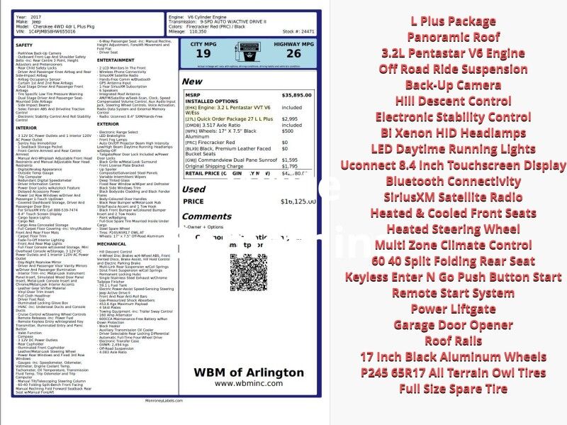 2017 Jeep Cherokee Trailhawk L Plus 4WD Arlington VA